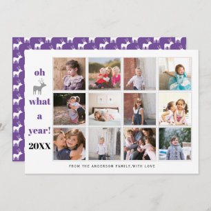 Year in review Oh deer what a year purple photo Holiday Card