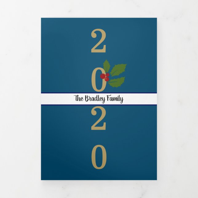 Year in Review Photo Collage Christmas Letter Tri-Fold Card (Cover)