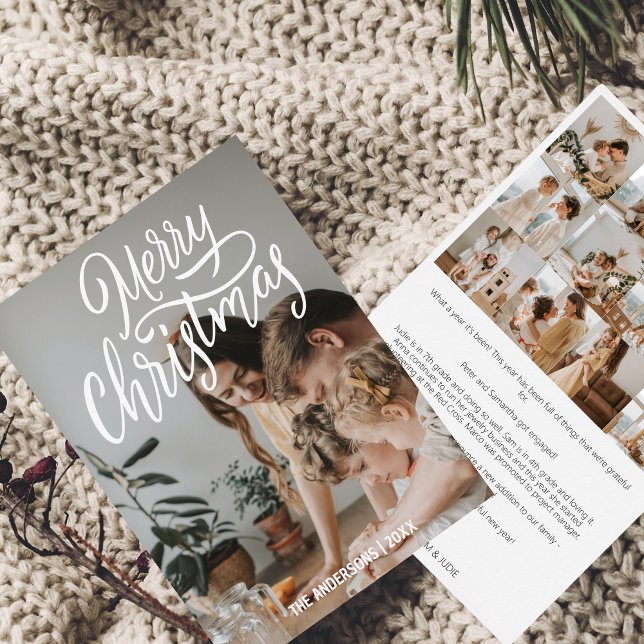 Year in Review Photo Collage Modern Christmas  Holiday Card (Merry Christmas - modern Christmas Card)
