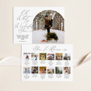 Year in Review Script Typography Photo Christmas Holiday Card