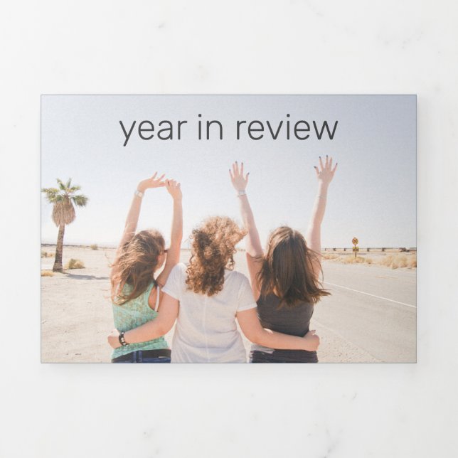 Year in review text and photo Tri-Fold holiday card (Cover)