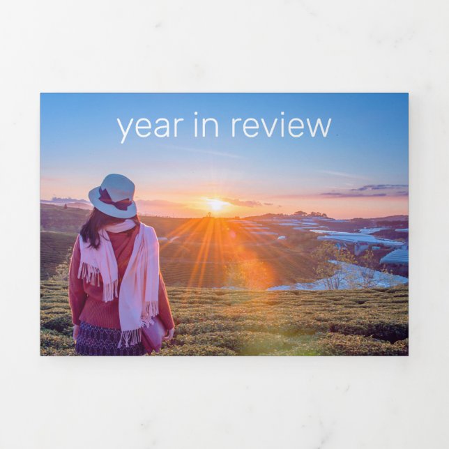 Year in review text and photo Tri-Fold holiday card (Cover)