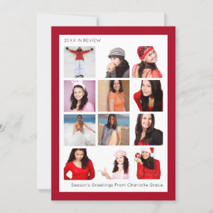 Year In Review Twelve Photo Personalised Christmas Holiday Card