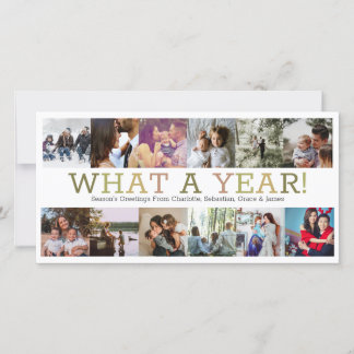 Year In Review Twelve Photo Personalised Christmas Holiday Card