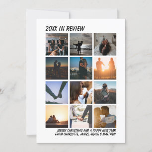 Year In Review Twelve Photo Personalised Christmas Holiday Card