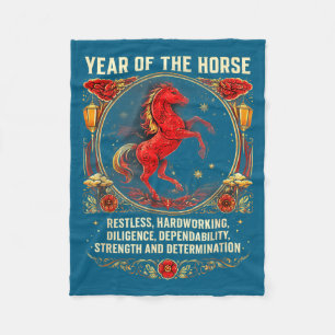Year New Horse Lunar Chinese 1 Fleece Blanket