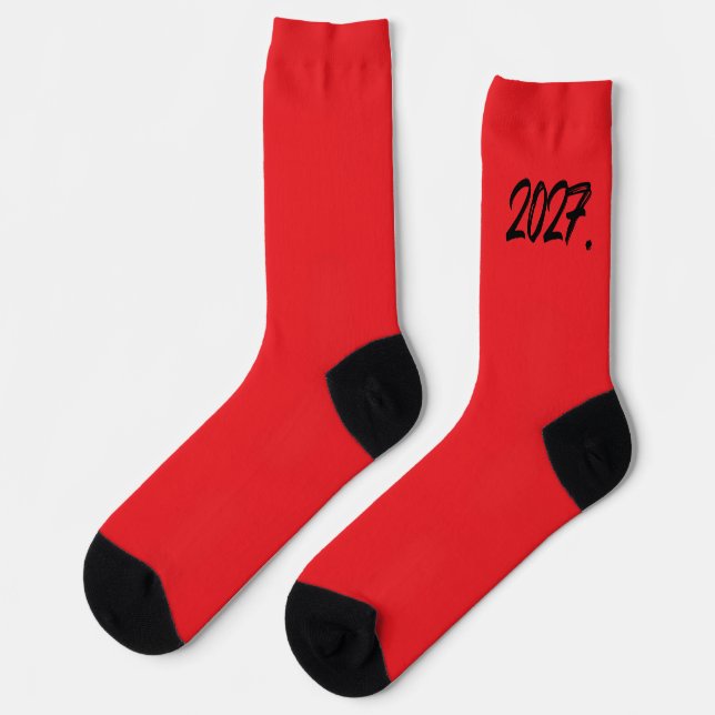 Year Of 2027 Paint Ink Brush Typography Socks (Left)