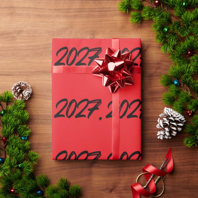 Year Of 2027 Paint Ink Brush Typography Wrapping Paper (Holiday Gift)