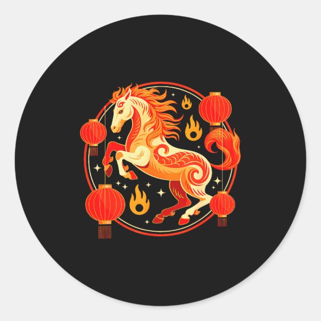 Year Of Horse 2026 Lunar New Year Chinese New Year Classic Round Sticker (Front)