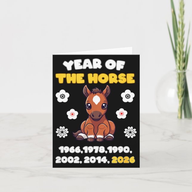 Year Of Horse Cute Zodiac Animal 2026 Design  Card (Front)