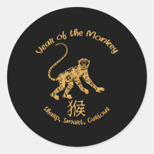Year Of Monkey Traits Chinese Zodiac Chinese New Y Classic Round Sticker