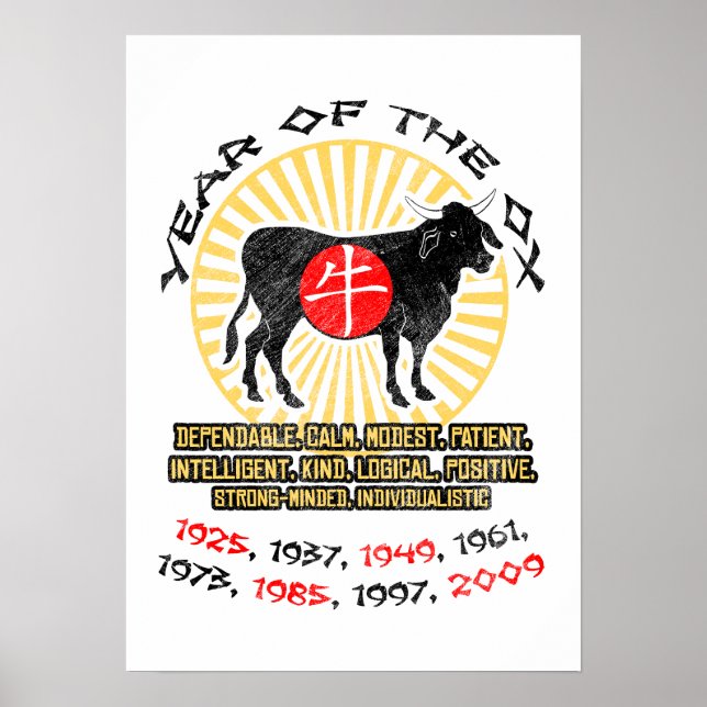 Year of Ox Qualities Poster Print (Front)