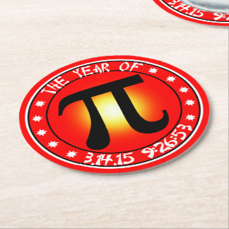 Year of Pi  3/14/15 9:26:53 Round Paper Coaster