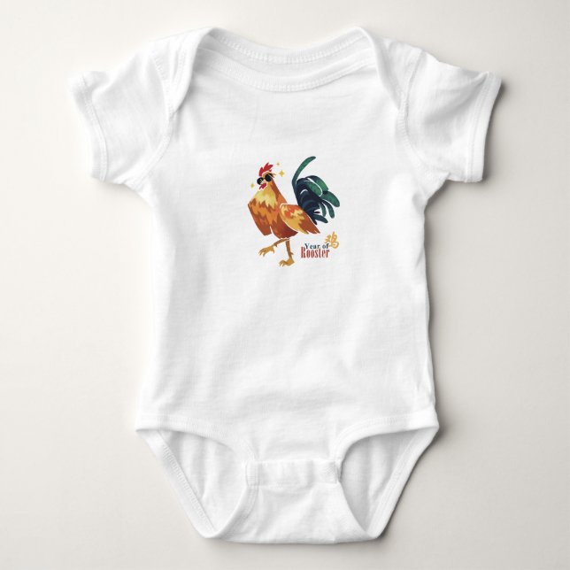 Year of Rooster, Chinese Character, Baby Bodysuit (Front)
