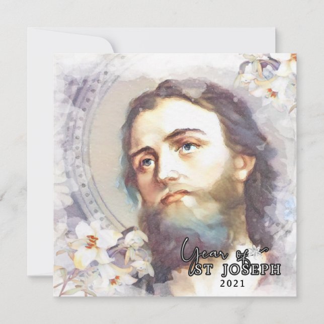 Year of St. Joseph Catholic Memorare Prayer Card (Front)