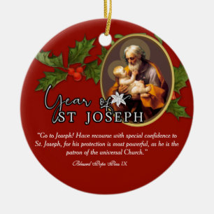 Year of St. Joseph Catholic Religious Prayer Ceramic Tree Decoration