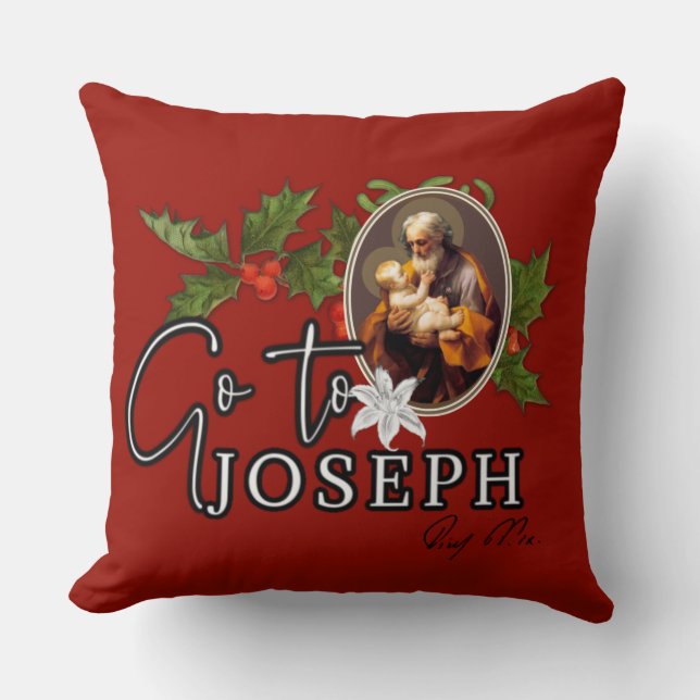 Year of St. Joseph Christmas Pope Pius IX Cushion (Front)