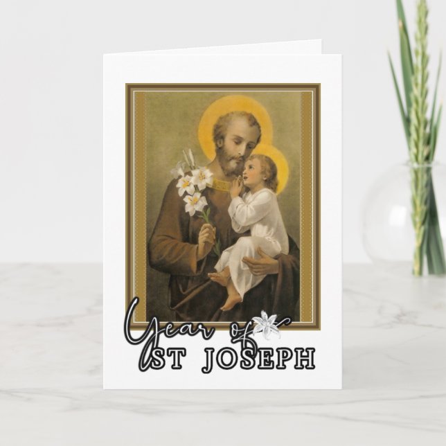 Year of St. Joseph Jesus Catholic Religious Holiday Card (Front)