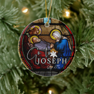 Year of St. Joseph Jesus Religious Pope Signature Ceramic Tree Decoration