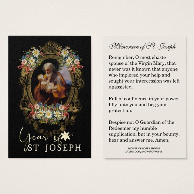 Year of St. Joseph Memorare Prayer Catholic (Front & Back)