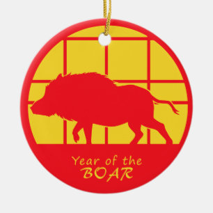 Year of the Boar Ceramic Tree Decoration