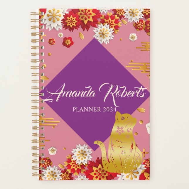 Year Of The Cat 2024 Flowers Planner (Front)