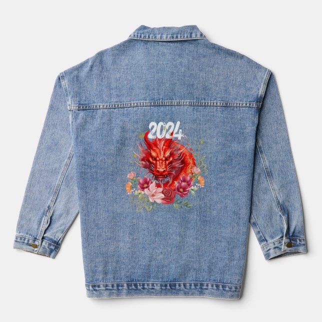 Year of the Dragon 2024, Chinese Dragon Denim Jacket (Back)