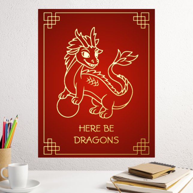 Year of the Dragon 2024 Chinese Zodiac Foil Prints (In Situ (Desk 2))