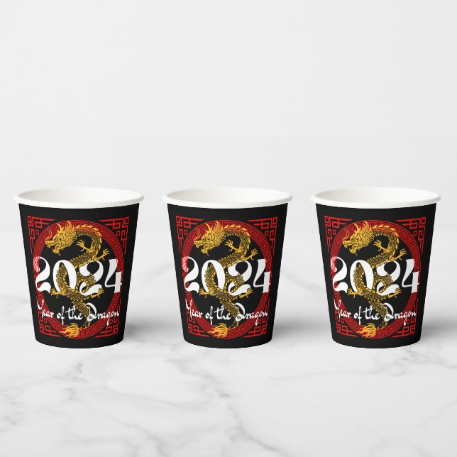 Year of the Dragon 2024 Chinese zodiac Paper Cups (Multi)