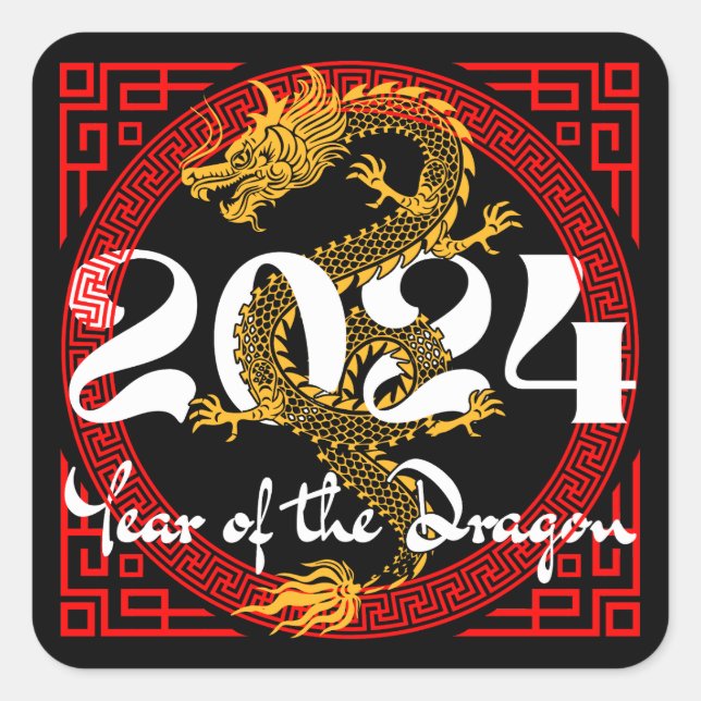 Year of the Dragon 2024 Chinese zodiac Square Sticker (Front)