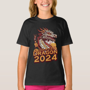 Year of the dragon 2024 girl's black Hoody, Dragon T-Shirt