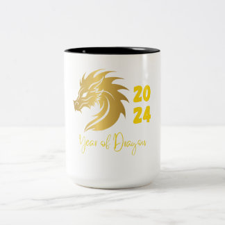 Year of the Dragon 2024 Gold Two-Tone Coffee Mug
