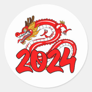 year of the dragon 2024 happy chinesse new year (6 classic round sticker