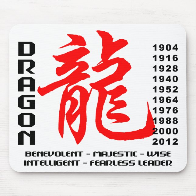 Year of The Dragon Characteristics Mouse Mat (Front)
