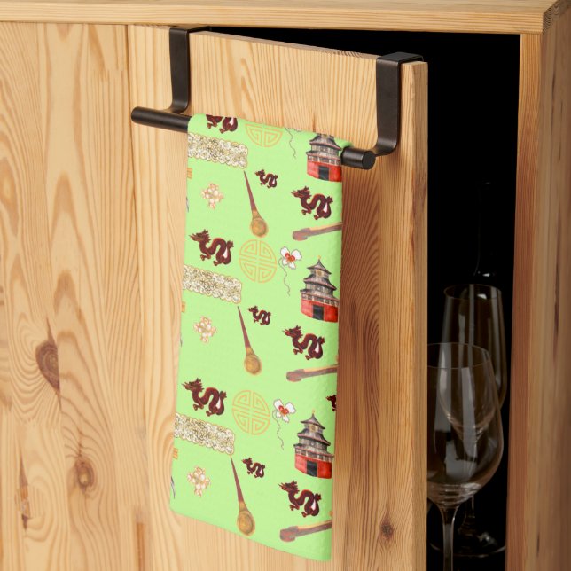 Year of The Dragon Chinese Favourites Music Luck Tea Towel (Thirds Fold)