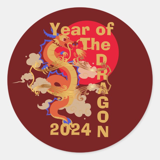 Year of the dragon Chinese new year 2024 Classic Round Sticker (Front)