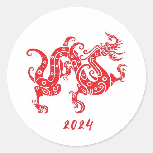 Year of the Dragon Chinese New Year Classic Round Sticker (Front)