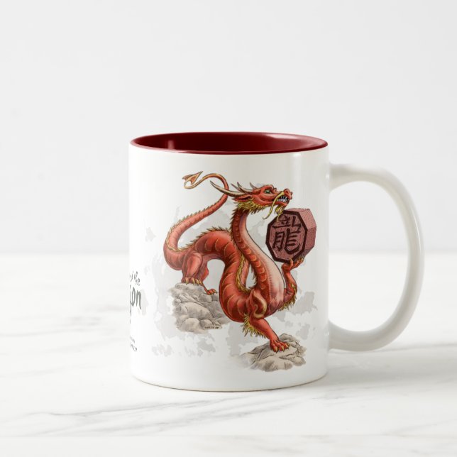Year of the Dragon Chinese Zodiac Art Two-Tone Coffee Mug (Right)