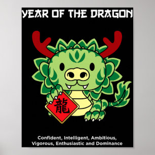 Year Of The Dragon Chinese Zodiac Lunar New Year Poster