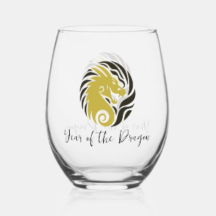 Year of the Dragon Design Stemless Wine Glass