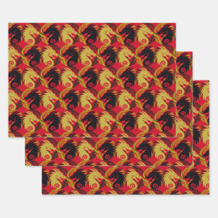 Year of the Dragon Design Wrapping Paper Sheet