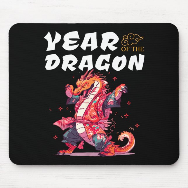 Year Of The Dragon Funny Dragons Chinese Zodiac Si Mouse Mat (Front)