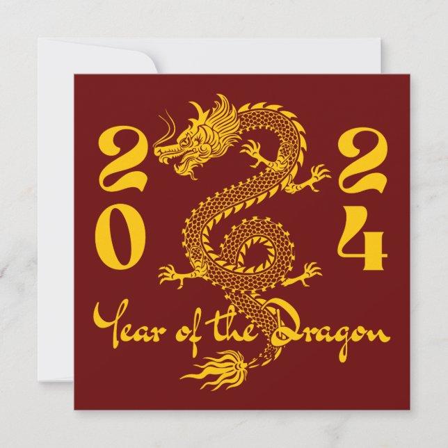Year of the Dragon Gold Invitation (Front)