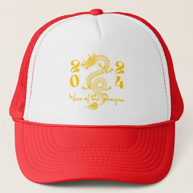 Year of the Dragon Gold Trucker Hat (Front)