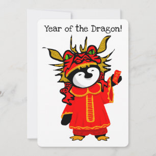 Year of the Dragon Penguin Holiday Card