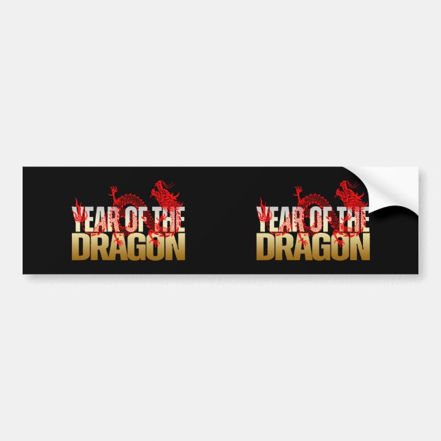 YEAR OF THE DRAGON RED GOLD BUMPER STICKER (Front)