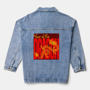 Year of the Dragon Red Gold Denim Jacket