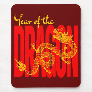 Year of the Dragon Red Gold Mouse Mat