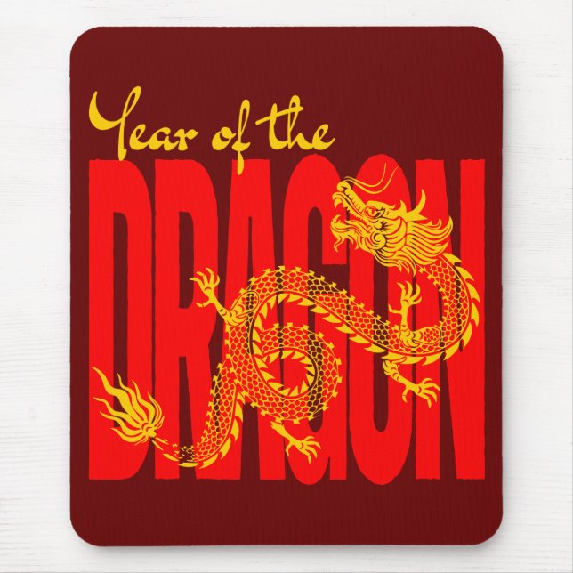 Year of the Dragon Red Gold Mouse Mat (Front)