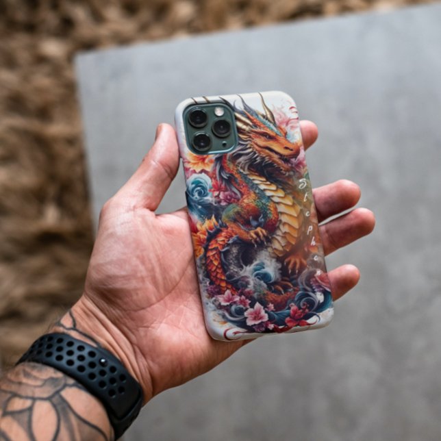 Year of the Dragon Red Orange and white Custom Case-Mate iPhone Case (Creator Uploaded)